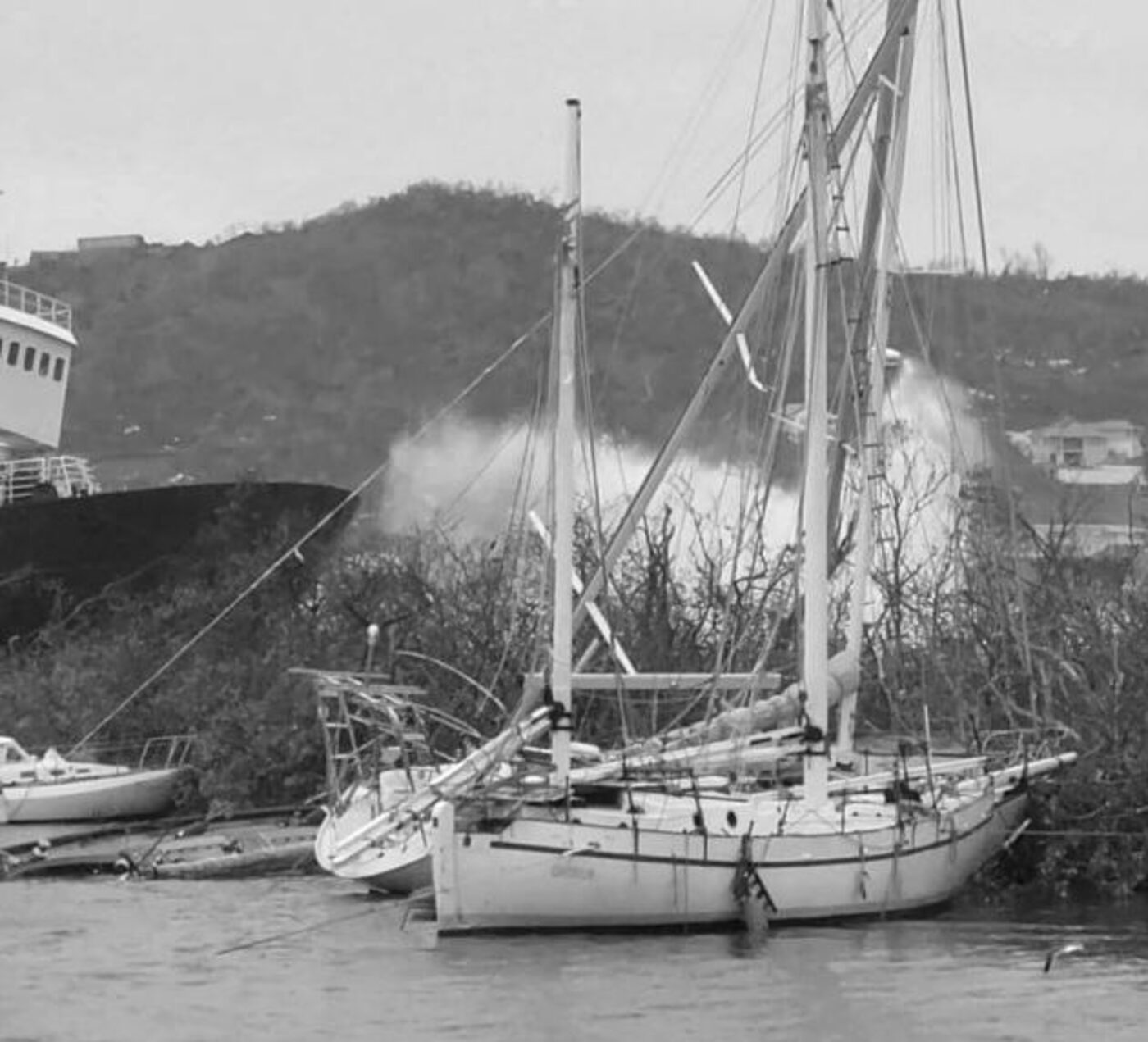 Cherub damaged after Hurricane Beryl in Carriacou